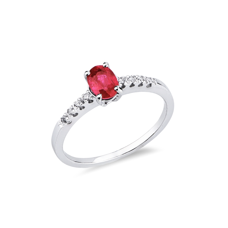 White gold 18k with central ruby and diamonds 