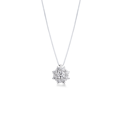 Collana con fiore in diamanti in oro bianco 750