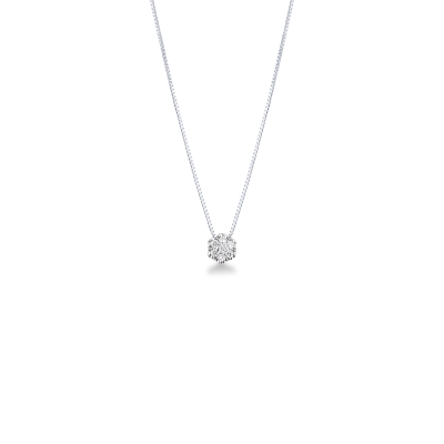 Collana in oro bianco 750 con ciondolo fiore in diamanti