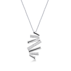 Collana in oro bianco 18k con ciondolo barrette mobili impreziosito da diamanti