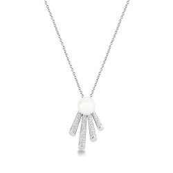 Girocollo oro bianco 18k con ciondolo perla e diamanti