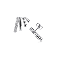 Orecchini in oro bianco 750 a quattro barrette con diamanti