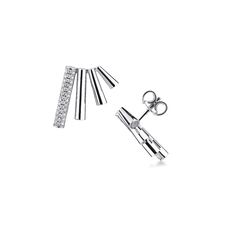 Orecchini in oro bianco 750 a quattro barrette con diamanti