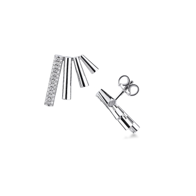 Orecchini in oro bianco 750 a quattro barrette con diamanti