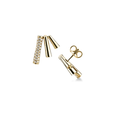 Orecchini in oro giallo 18k design geometrico con diamanti