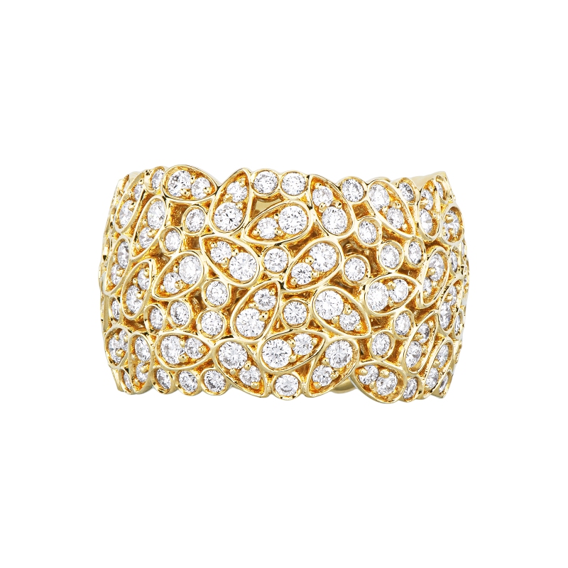 Anello a fascia design in oro giallo 18k con diamanti