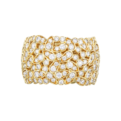 Anello a fascia design in oro giallo 18k con diamanti