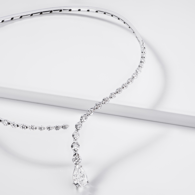 GIROCOLLO CHOKER CON GOCCIA CT3.00 F/VS E BRILL G/VS, PREZZO SU RICHIESTA