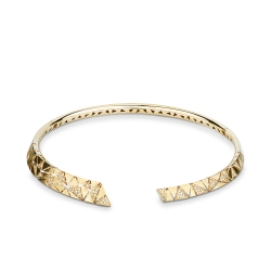 Collana in oro giallo 18k design con triangoli satinati e diamanti