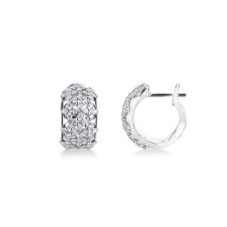 Orecchini cerchio in oro bianco 18k con dettagli in diamanti