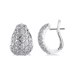 Orecchini a fascia semicircolare in oro bianco 18k con diamanti pavé