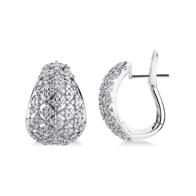 Orecchini a fascia semicircolare in oro bianco 18k con diamanti pavé
