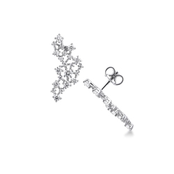 Orecchini in oro bianco 18k con costellazione geometrica di diamanti