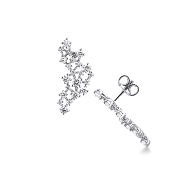 Orecchini in oro bianco 18k con costellazione geometrica di diamanti