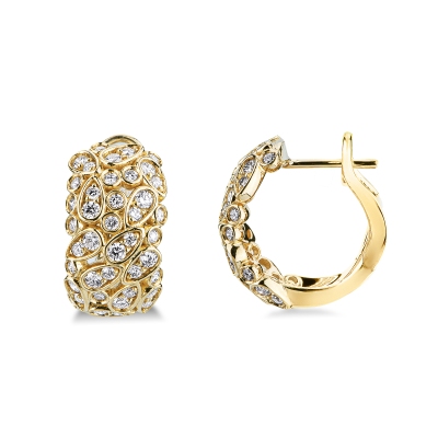 Orecchini design cerchio in oro giallo 18k con diamanti