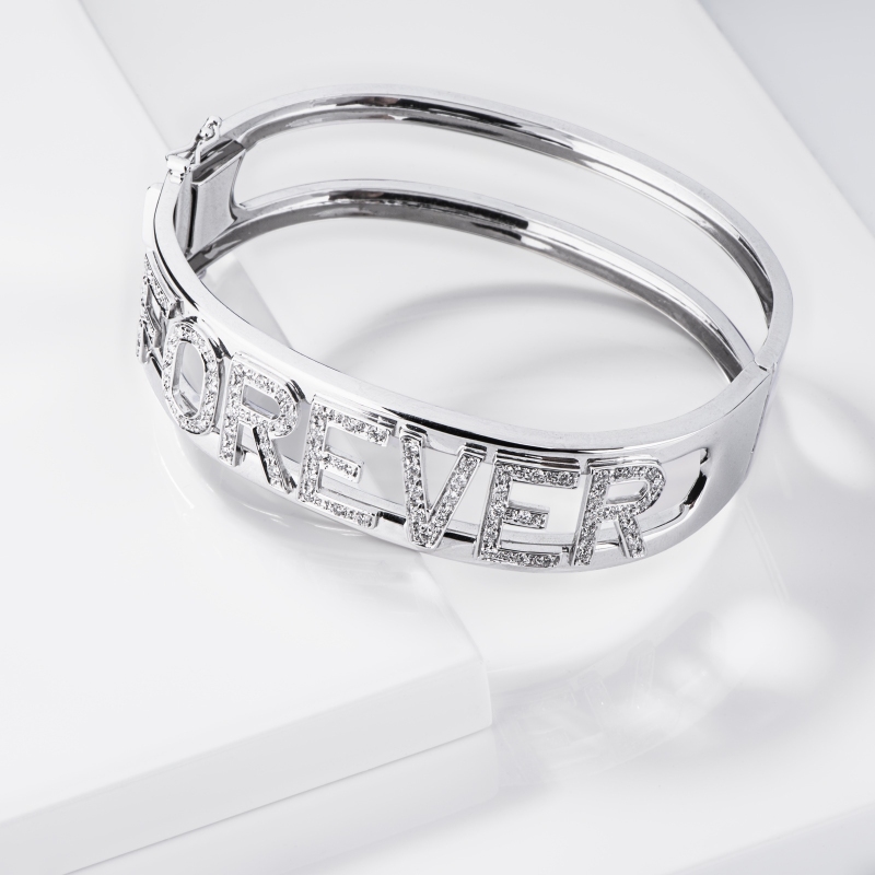 Bracciale rigido con scritta personalizzabile 7 lettere, FOREVER