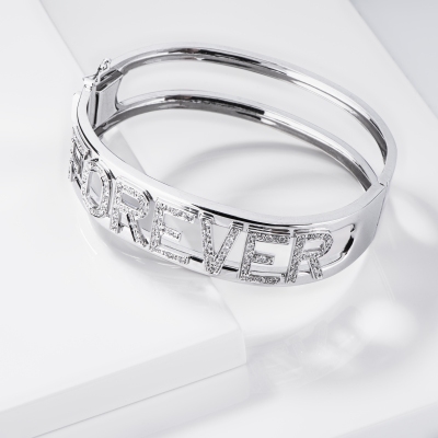 Bracciale rigido con scritta personalizzabile 7 lettere, FOREVER
