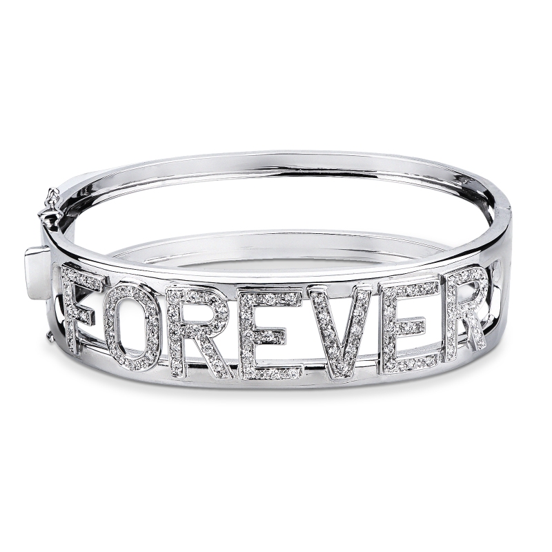 Bracciale rigido con scritta personalizzabile 7 lettere, FOREVER