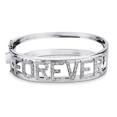 Bracciale rigido con scritta personalizzabile 7 lettere, FOREVER
