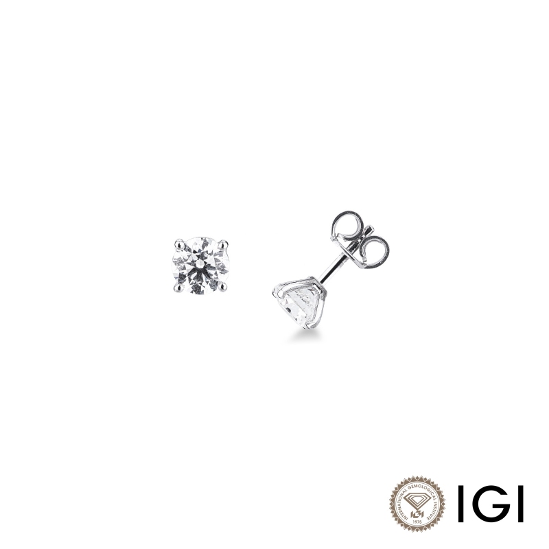 Orecchini punto luce in oro bianco 18k con diamanti, 2,00 ct