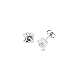Orecchini punto luce in oro bianco 750 con diamanti, 1,40 ct