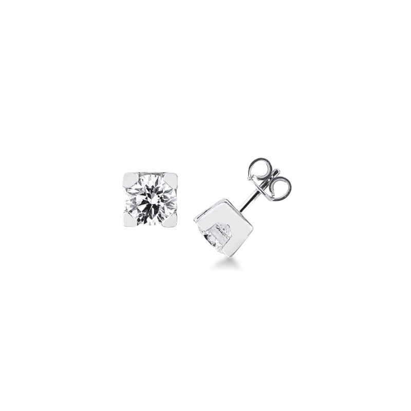 Orecchini punto luce in oro bianco 750 con diamanti, 1,40 ct