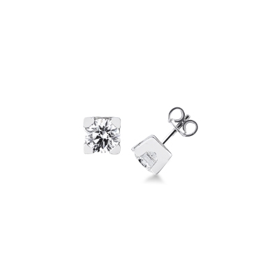 Orecchini punto luce in oro bianco 750 con diamanti, 1,40 ct