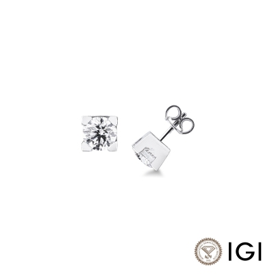 Orecchini punto luce griffe in oro bianco 18k con diamanti, 2,00 ct