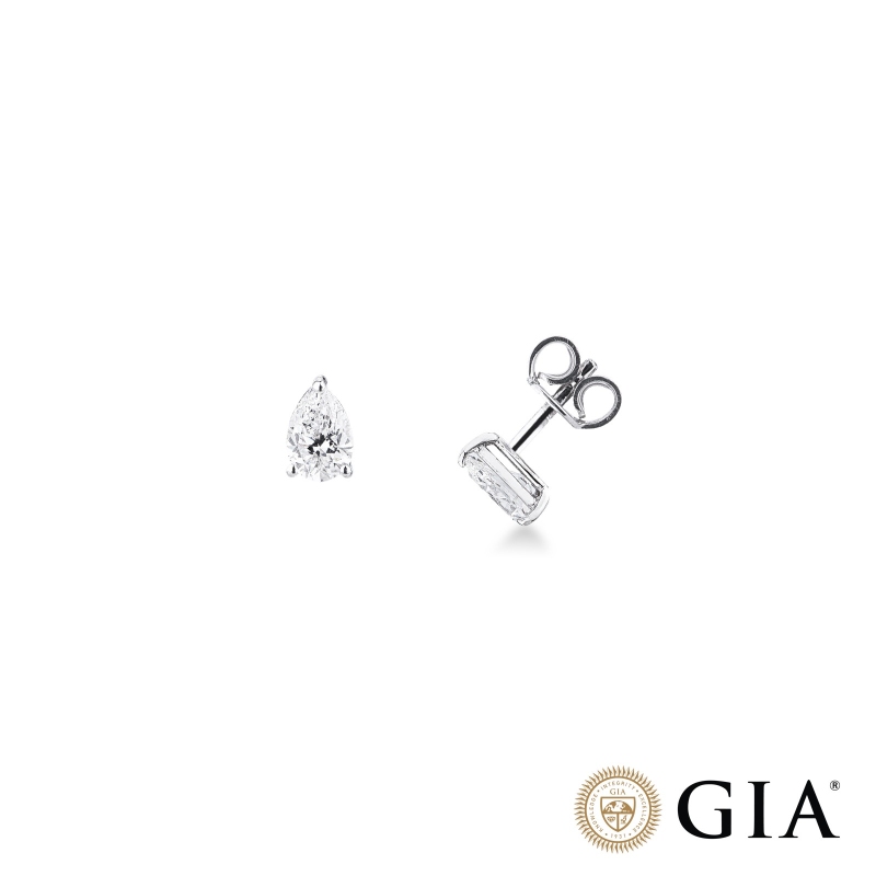 Orecchini punto luce goccia in oro bianco 18k con diamante GIA
