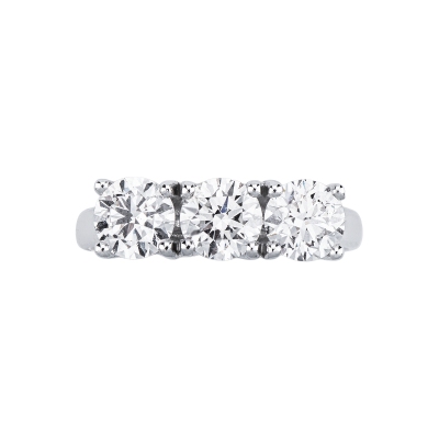 Anello trilogy lineare in oro bianco 18k con tre diamanti