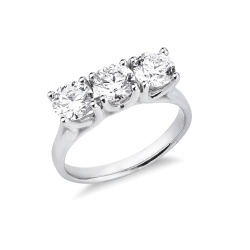 Anello trilogy lineare in oro bianco 18k con tre diamanti