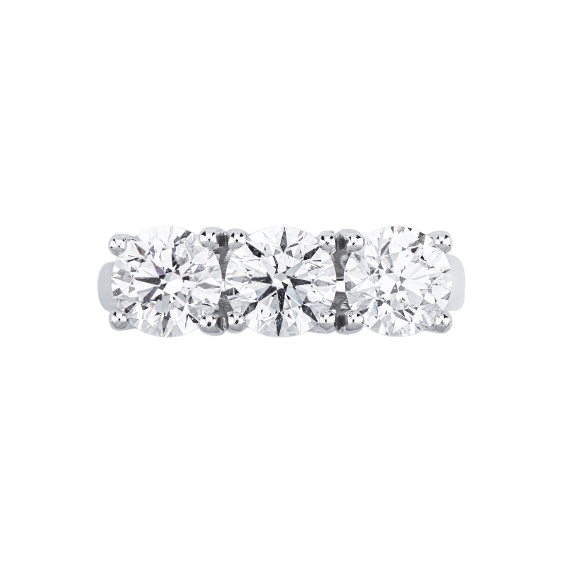 Anello trilogy in oro bianco 750 con diamanti IGI, 3,00 ct