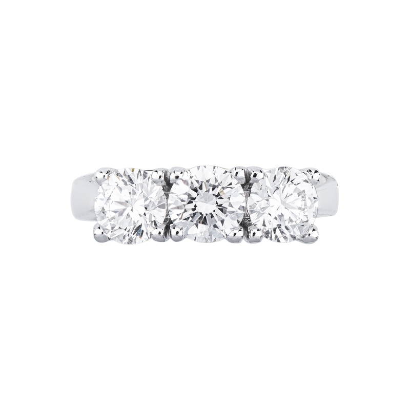 Anello trilogy in oro bianco 18k con diamanti