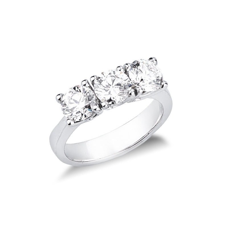 Anello trilogy in oro bianco 18k con diamanti