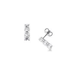 Orecchini trilogy a scalare in oro bianco 18k con diamanti