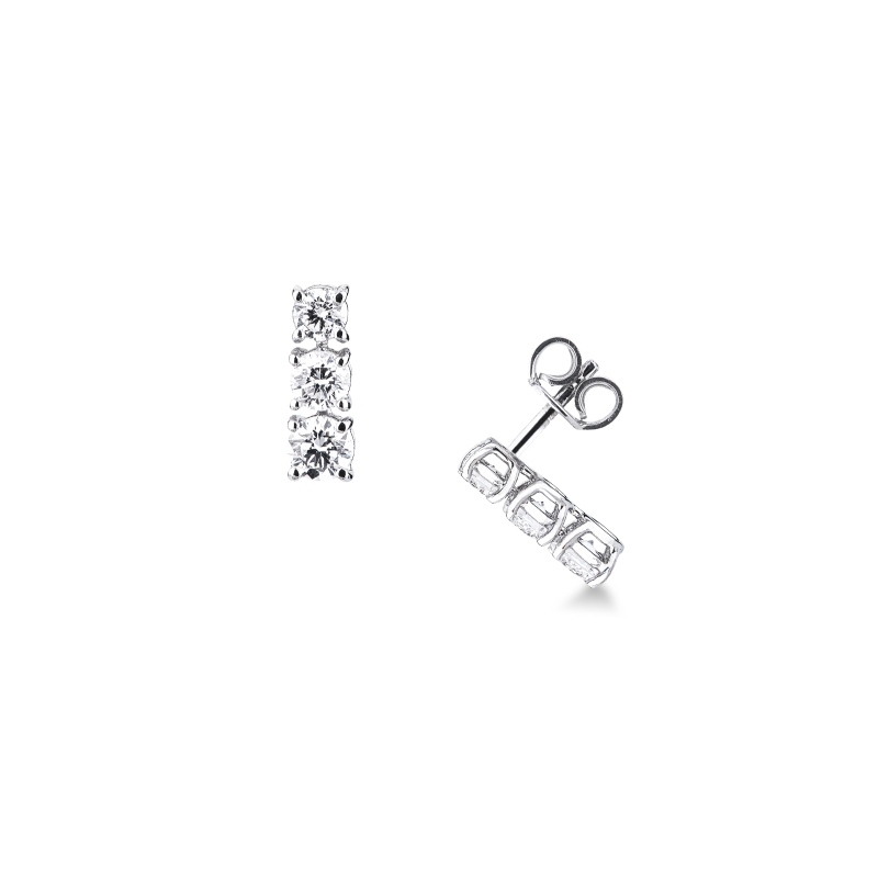Orecchini trilogy a scalare in oro bianco 18k con diamanti