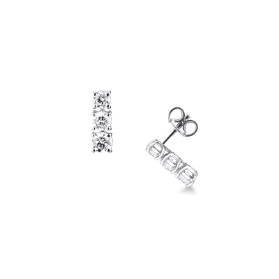 Orecchini trilogy a scalare in oro bianco 18k con diamanti