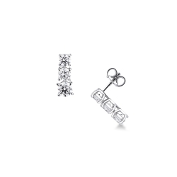 Orecchini trilogy a scalare in oro bianco 750 con diamanti