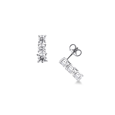 Orecchini trilogy a scalare in oro bianco 750 con diamanti