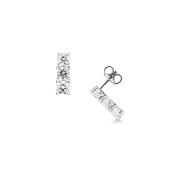 Orecchini trilogy a scalare in oro bianco 18k impreziositi da diamanti