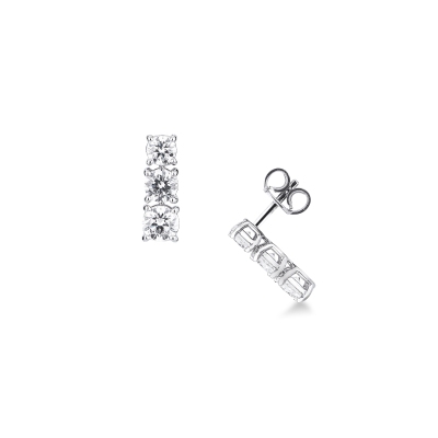 Orecchini trilogy a scalare in oro bianco 18k impreziositi da diamanti