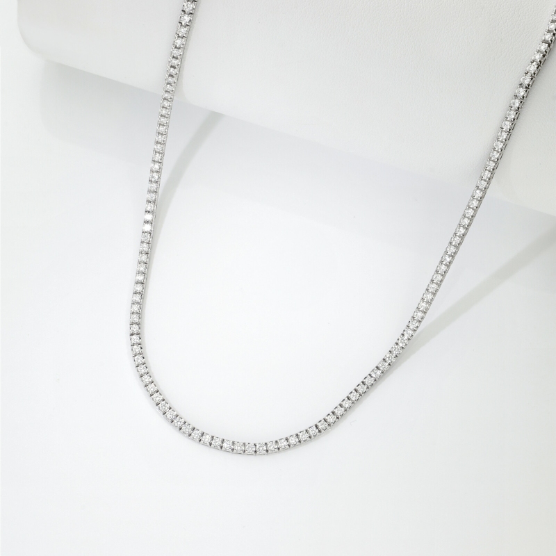 Collana tennis oro bianco 18k con diamanti