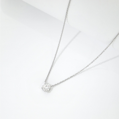 Collana punto luce in oro bianco 18k con diamante IGI, 0.90 ct