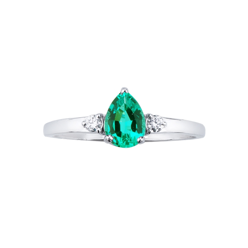 ANELLO CON SMERALDO GOCCIA MM7X5E 1BRILL PER LATO