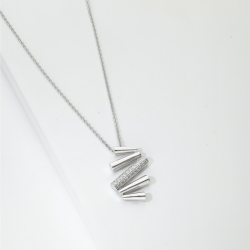 Collana oro bianco 18k con barrette oblique in diamanti