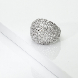 Anello fascia con diamanti in oro bianco 750 