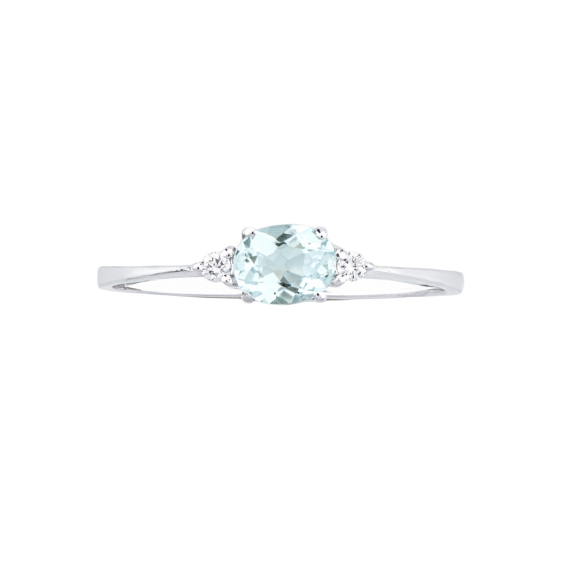 Anello acquamarina diamanti in oro bianco 18k