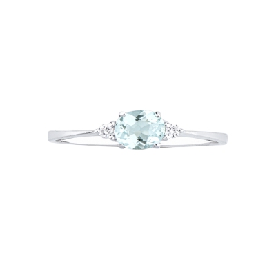 Anello acquamarina diamanti in oro bianco 18k