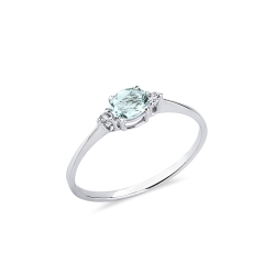 Anello acquamarina diamanti in oro bianco 18k