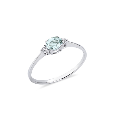 Anello acquamarina diamanti in oro bianco 18k